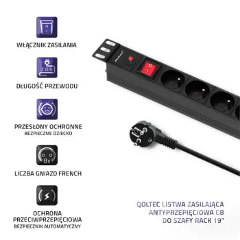 Qoltec Listwa zasilająca PDU antyprzeciążeniowa do RACK 19