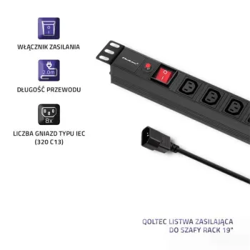 Qoltec Listwa zasilająca PDU antyprzeciążeniowa do RACK 19