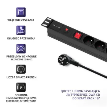 Qoltec Listwa zasilająca PDU antyprzeciążeniowa do RACK 19