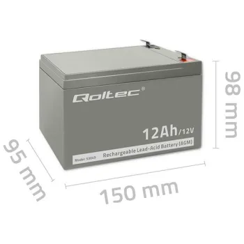 Qoltec Akumulator AGM | 12V | 12Ah | Bezobsługowy | Wydajny | LongLife | do UPS, security-878780
