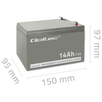 Qoltec Akumulator AGM | 12V | 14Ah | Bezobsługowy | Wydajny | LongLife | do UPS, security-878444