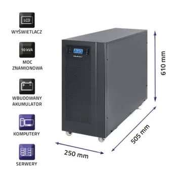 Qoltec Zasilacz awaryjny UPS On-line | Pure Sine Wave | 10kVA | 8kW | LCD | USB-878322