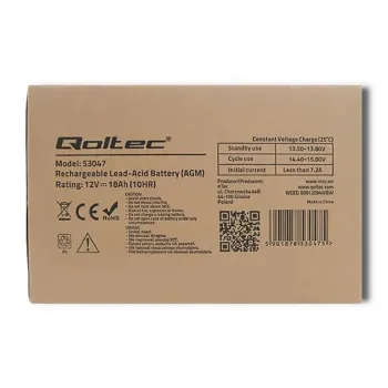 Qoltec Akumulator AGM | 12V | 18Ah | Bezobsługowy | Wydajny | LongLife | do UPS, skutera-878463