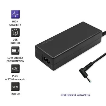 Qoltec Zasilacz do laptopa HP 65W | 19.5V | 3.33A 4.5*3.0+pin | adapter 4.5*3.0+pin/7.4*5.0+pin |+kabel zasilający-8787