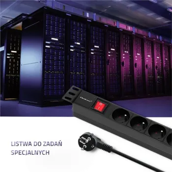 Qoltec Listwa zasilająca PDU do  RACK 19'' | 1U | 16A | 6xFRENCH | 2m-879615