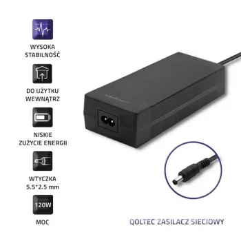 Qoltec Zasilacz desktopowy 120W | 24V | 5A | 5.5*2.5 | + kabel zasilajacy-879867