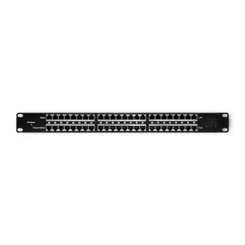 Qoltec Patch panel RACK| 48V | 24 porty | Passive PoE Injector | Czarny