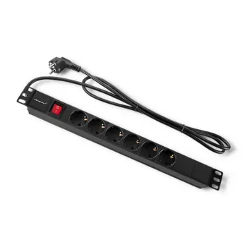 Qoltec Listwa zasilająca  PDU do  RACK 19'' | 1U | 16A |  6xSCHUKO | 2m-879602