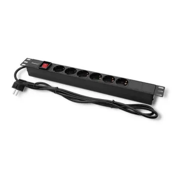 Qoltec Listwa zasilająca  PDU do  RACK 19'' | 1U | 16A |  6xSCHUKO | 2m-879605