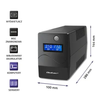 Qoltec Zasilacz awaryjny UPS Line Interactive | Monolith | 650VA | 360W | LCD | USB | RJ45-880686