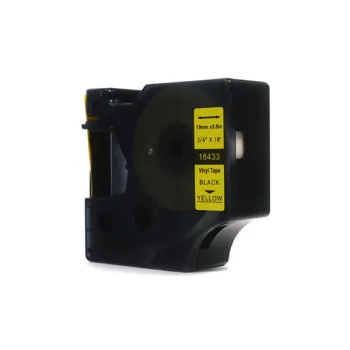 Taśma JetWorld Zamiennik Dymo Rhino Czarny na Żółtym 19mm x 5,5m Winylowa, Vinyl (18433) (S0718470)