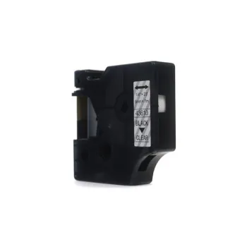 Taśma JetWorld Zamiennik Dymo D1 Czarny na Przezroczystym 6mm x 7m  LM100, LM100+, LM200, LM300, LM400, LM420P, LM350, LM350D, LM360D, LM450D, LM260P,