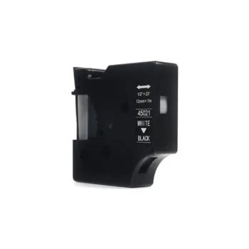 Taśma JetWorld Zamiennik Dymo D1 Biały na Czarnym 12mm x 7m LM100, LM100+, LM200, LM300, LM400, LM420P, LM350, LM350D, LM360D, LM450D, LM260P, LM120P,