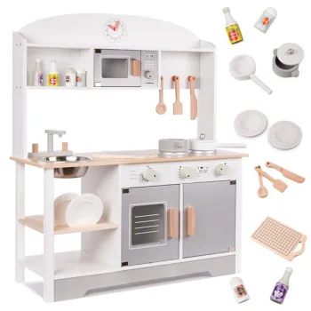 Kuchnia dla dzieci drewniana  MDF MODERN CLASSIC akcesoria 82cm szara