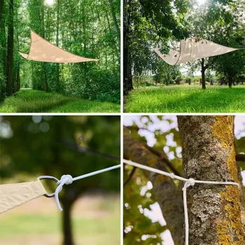 Żagiel przeciwsłoneczny LUARO ogrodowy tarasowy wodoodporny 4x4x4m trójkąt beżowy-898876