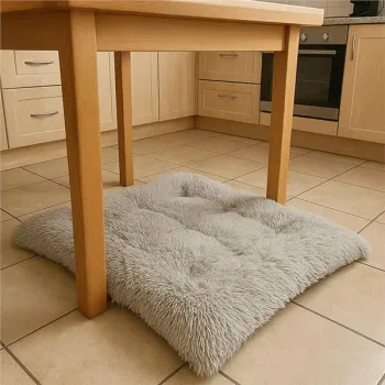 Legowisko dla psa kota pluszowe posłanie włochata poduszka poducha shaggy 115cm szary-899472