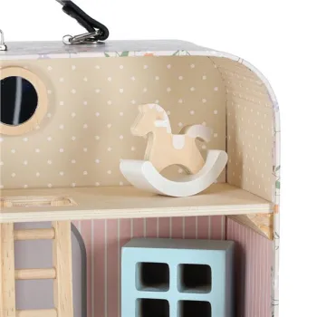 Domek dla lalek w walizce akcesoria drewniane mebelki-914842