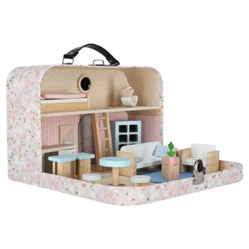 Domek dla lalek w walizce akcesoria drewniane mebelki-914840