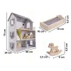 Domek dla lalek drewniany mebelki 70cm szary-915328