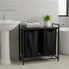 Kosz na pranie bieliznę 2 komory z półką blatem pojemnik loft 80l-928539