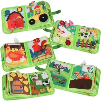 Książeczka sensoryczna edukacyjna manipulacyjna farma-929427