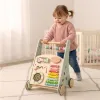 Pchacz dla dziecka chodzik drewniany z liczydłem niebieski-930352