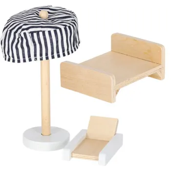 Domek dla lalek drewniany mebelki 78cm róż LED-930458