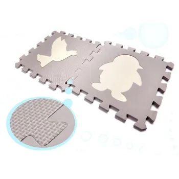Mata edukacyjna piankowa puzzle szara ecru 36 elementów 150x150cm-932630